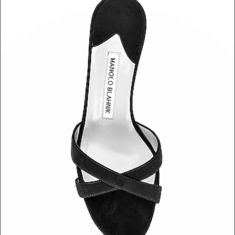 MANOLO BLAHNIK VINTAGE Callamu 50 Suede Mule In BLACK.